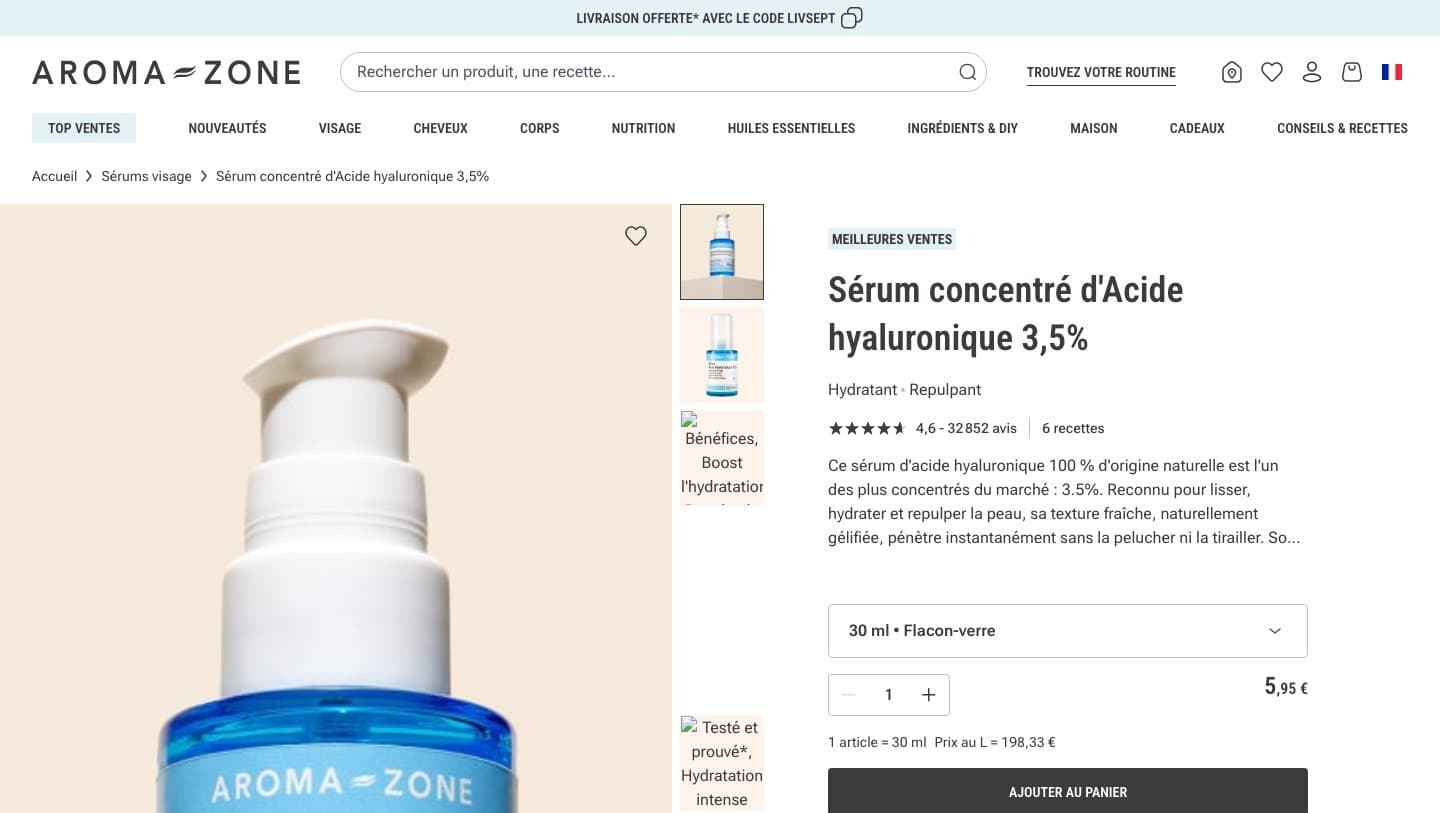Official Aroma-Zone storefront captured by Takedown