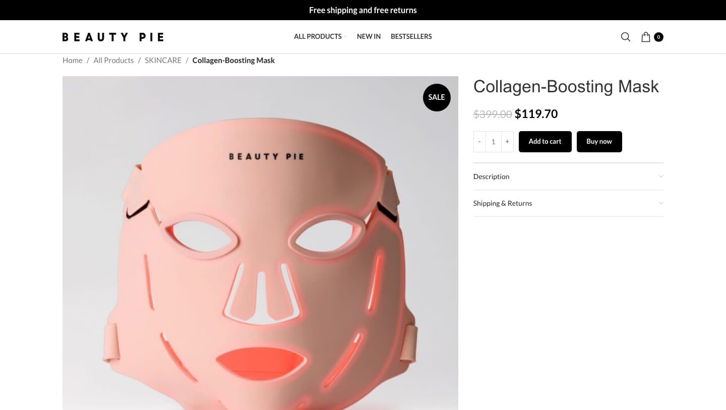 Fake Beauty Pie storefront captured by Takedown