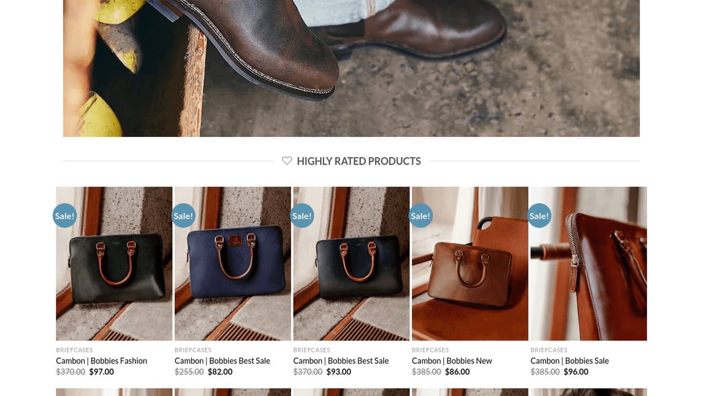 Fake store listing Cambon briefcases for $82 to $97