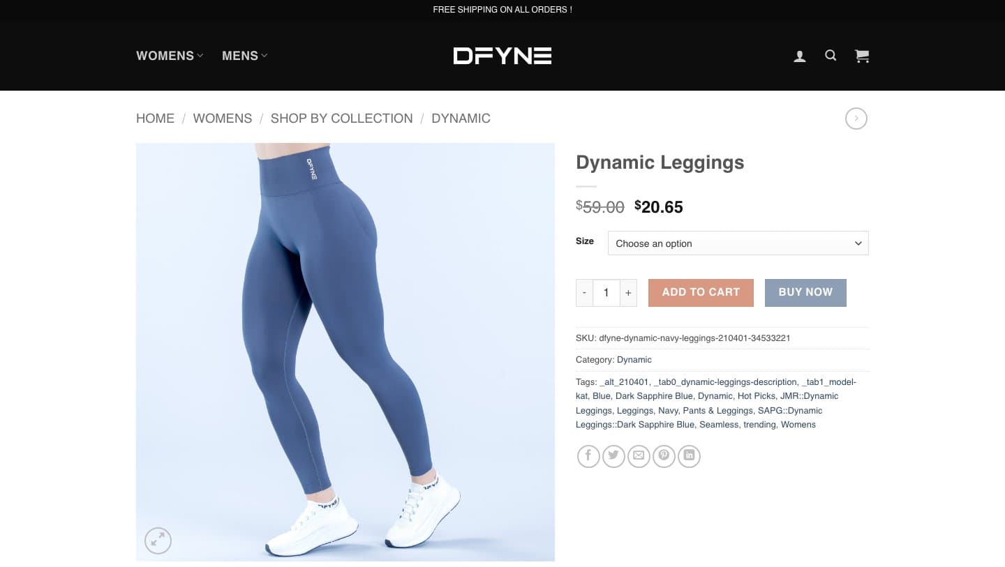 Fake DFYNE storefront captured by Takedown