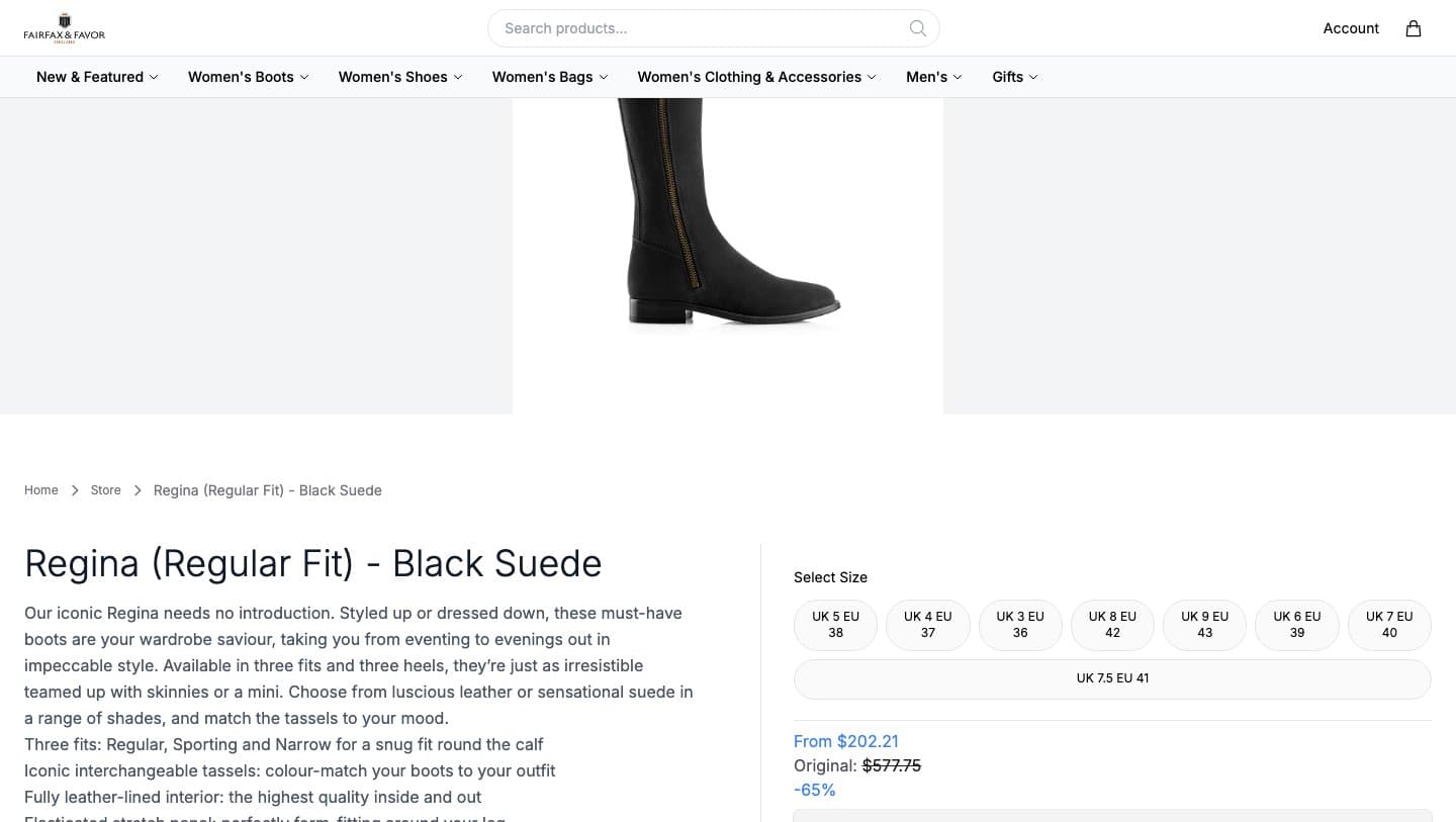 Regina black suede boot on fairfaxandfavorboutique.shop priced from $202.21, original $577.75