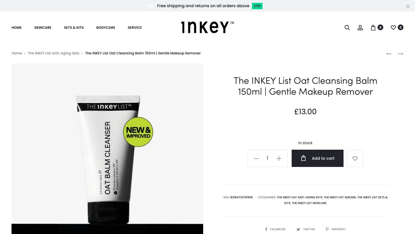 Fake The INKEY List storefront captured by Takedown