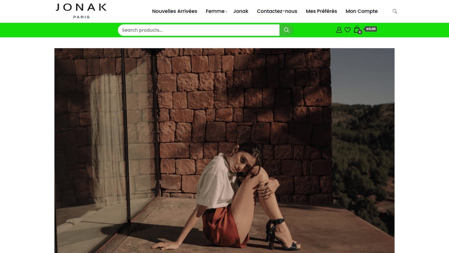 Archived capture of a Jonak-branded store on a .shop domain made from a person's name