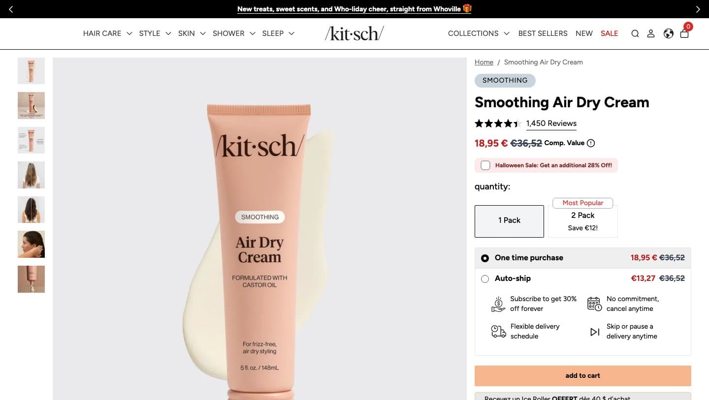 Official Kitsch storefront captured by Takedown