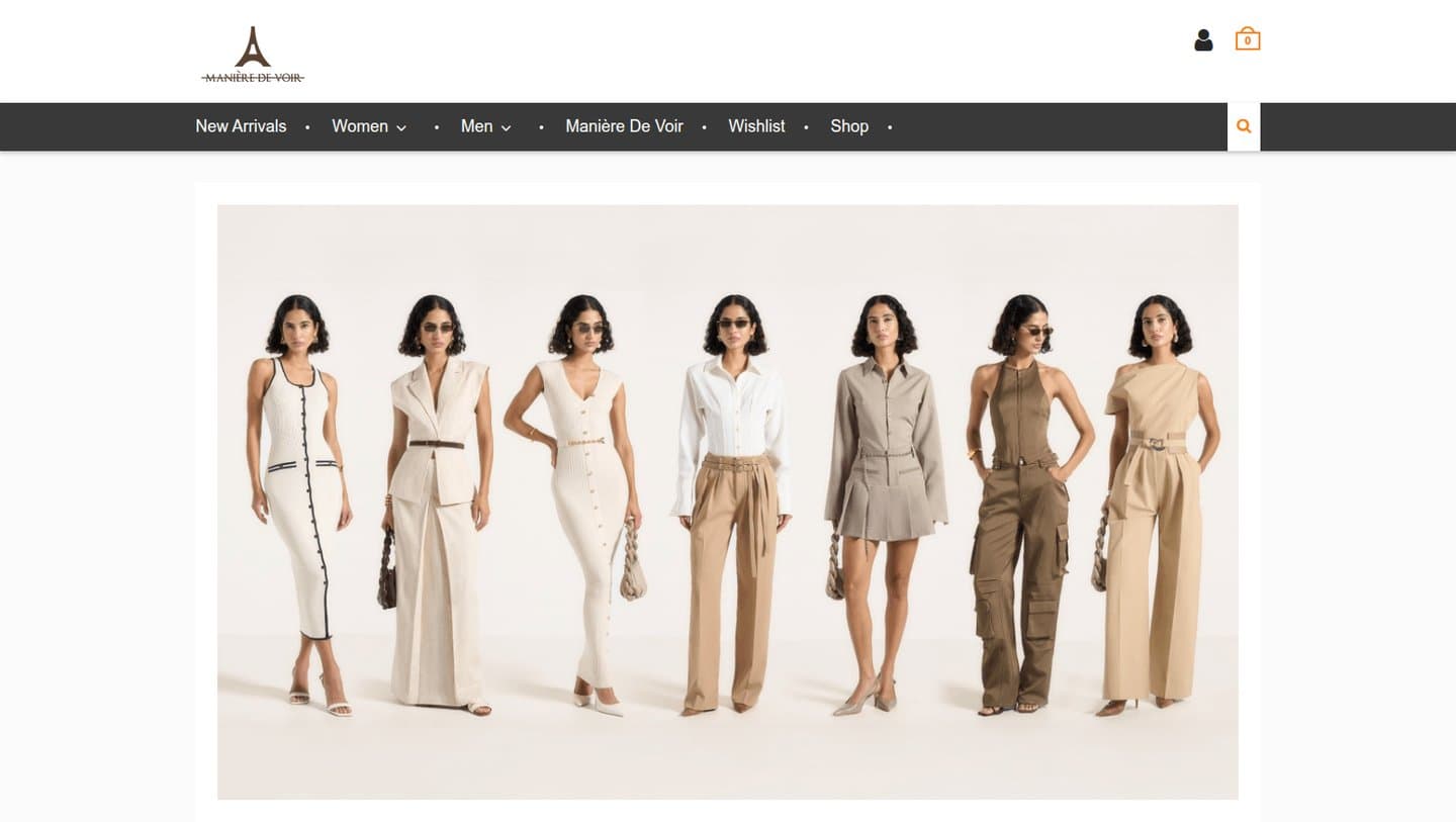 An archived 2025 storefront using the Manière De Voir wordmark and Eiffel emblem