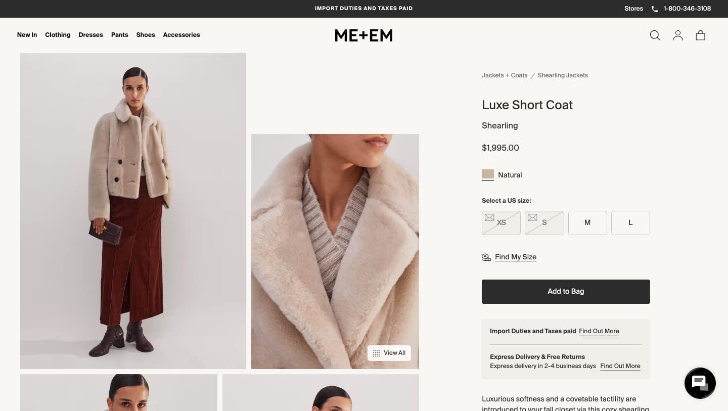 Official ME+EM storefront captured by Takedown