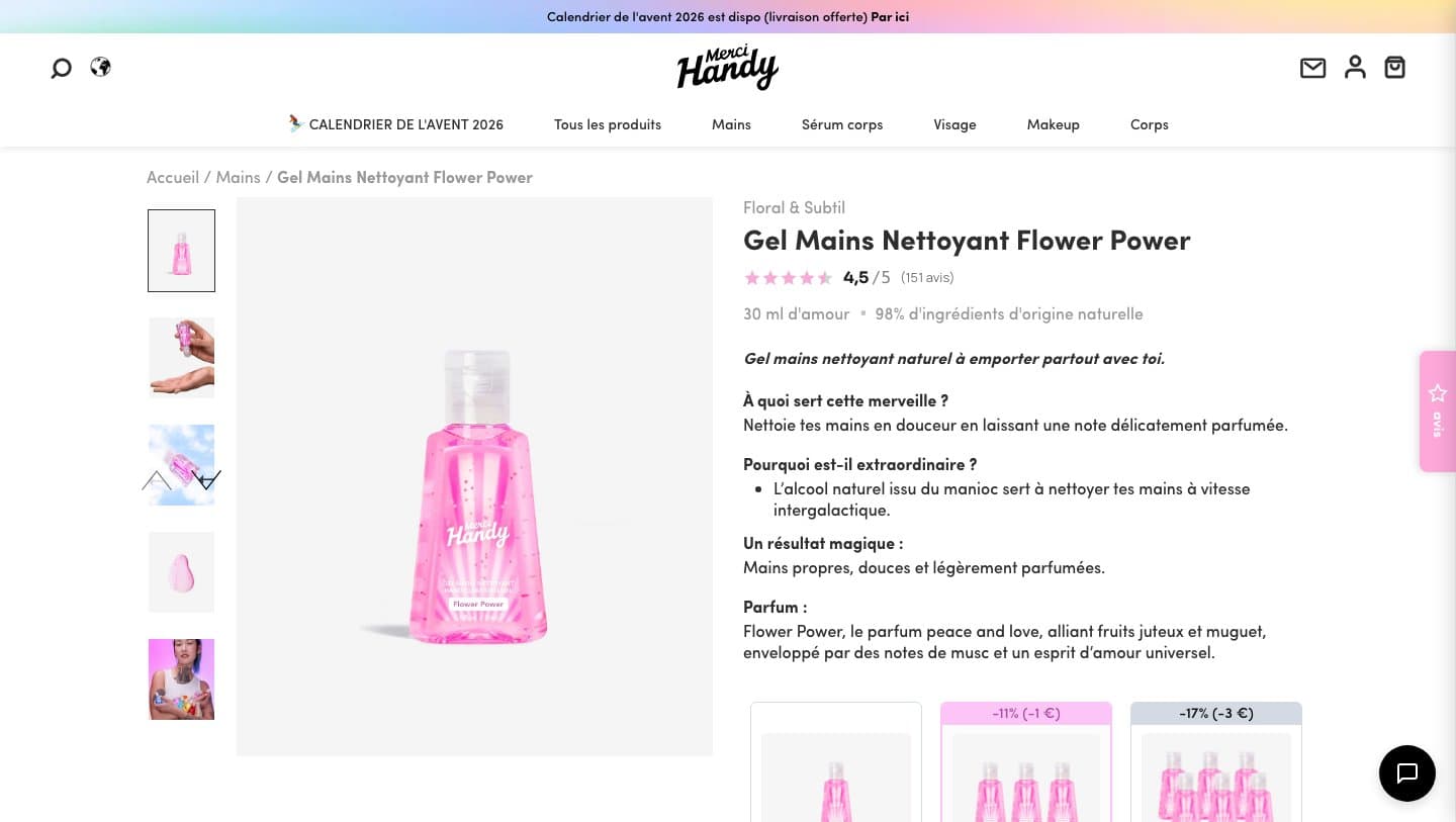 Official Merci Handy storefront captured by Takedown