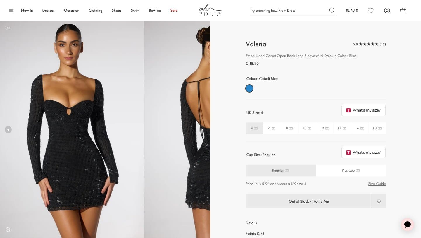 Official Oh Polly storefront captured by Takedown