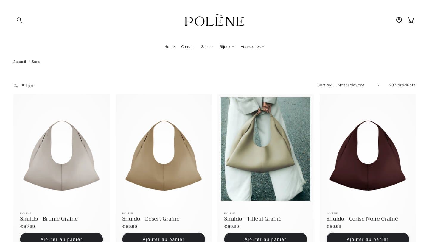 poleneparisoutlet.com bag collection with every Shuldo at €69.99