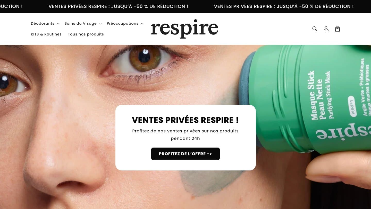 Fake Respire storefront captured by Takedown