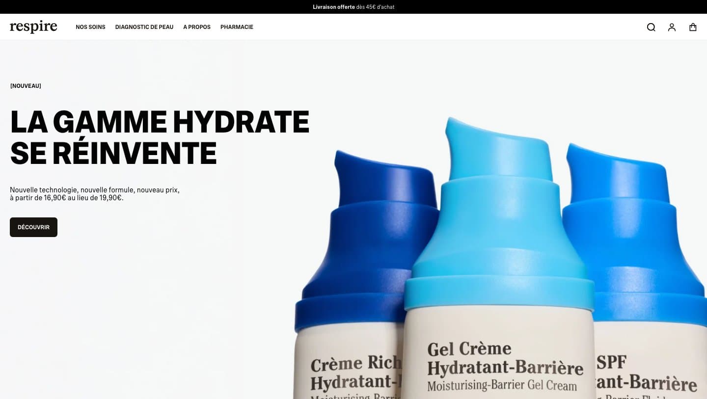 Official Respire storefront captured by Takedown