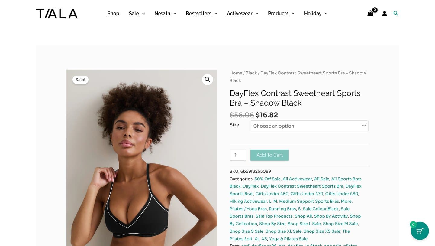 Fake TALA storefront captured by Takedown
