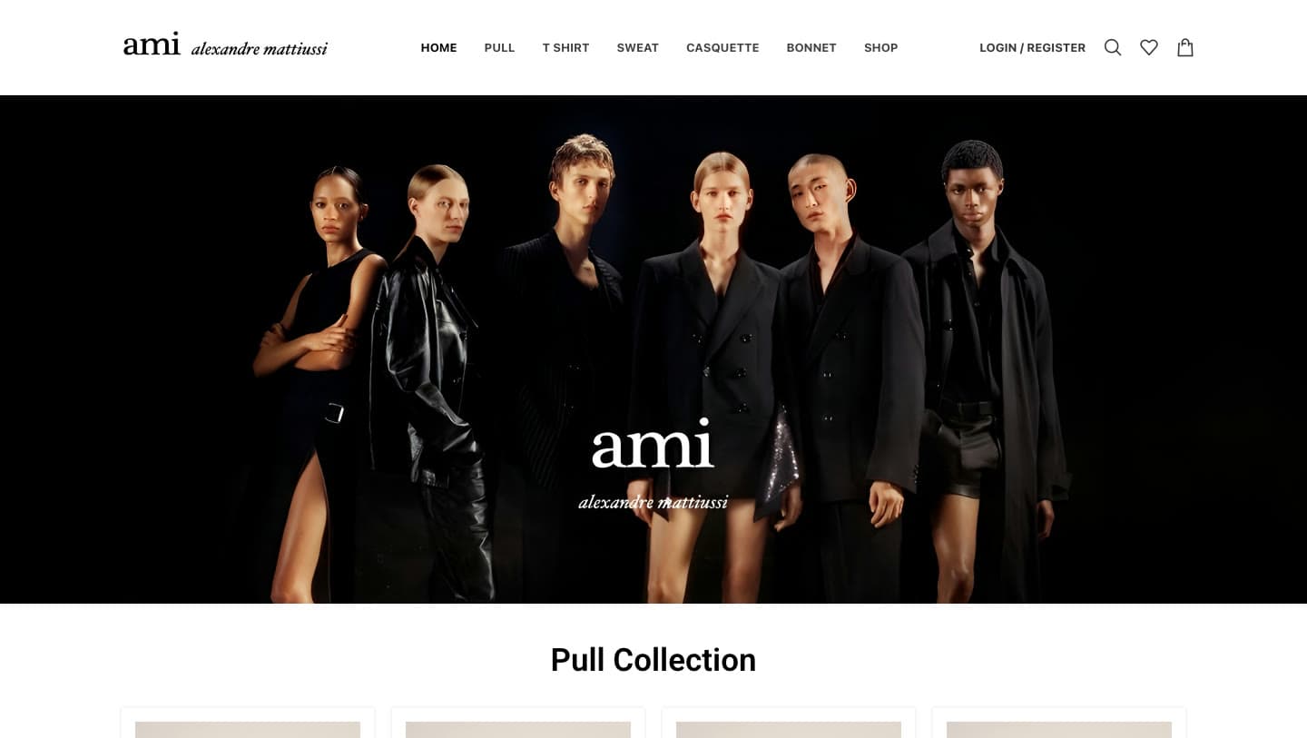 amiparisshop.fr homepage using the AMI wordmark