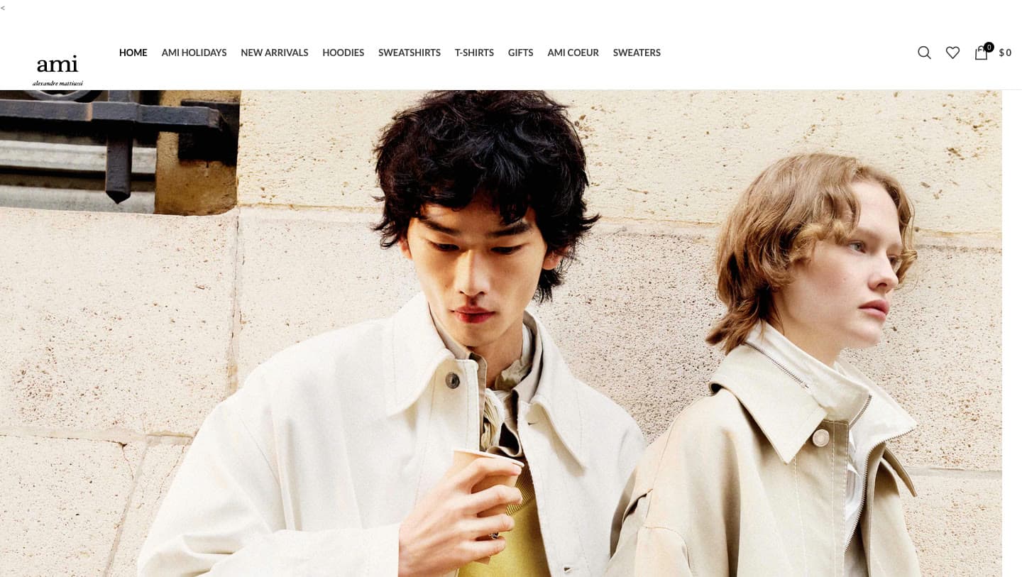 amiparisstore.com homepage using the AMI wordmark