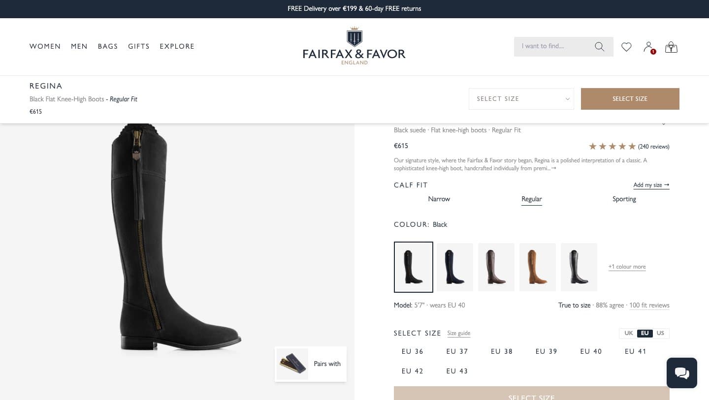 Official Fairfax & Favor storefront captured by Takedown