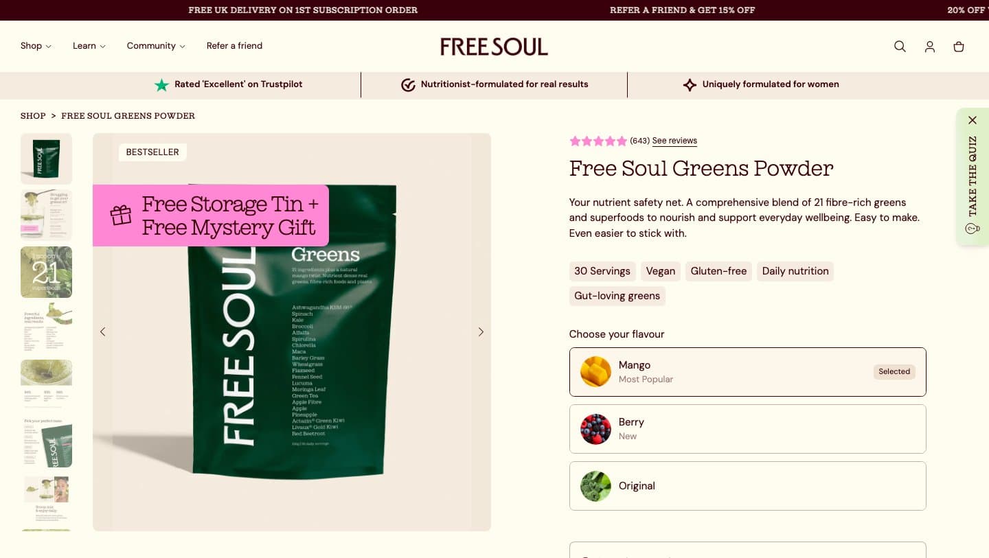 Official Free Soul storefront captured by Takedown