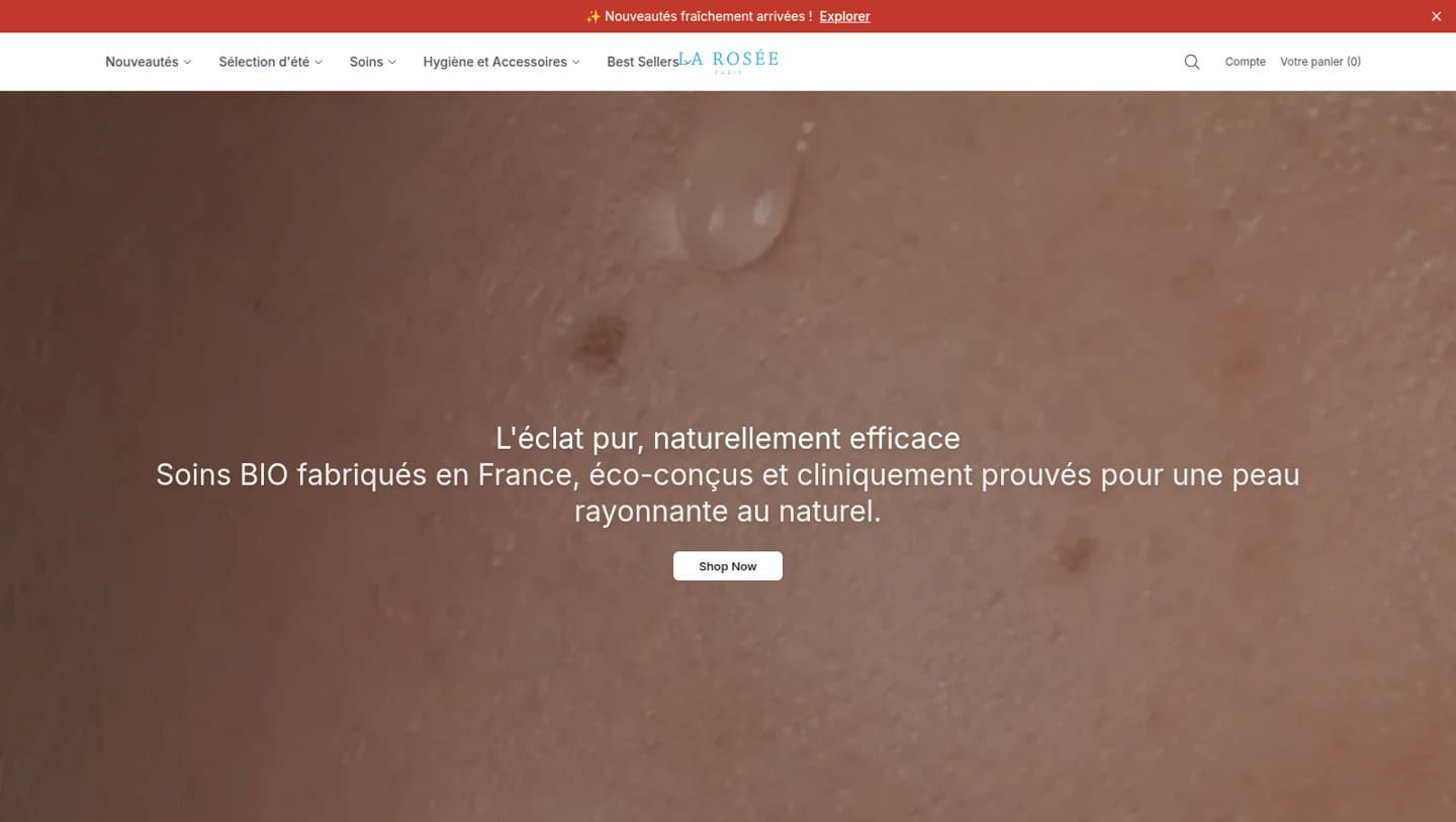 Archived capture of laroseecosmetiquesbeauty.shop with the LA ROSÉE PARIS wordmark