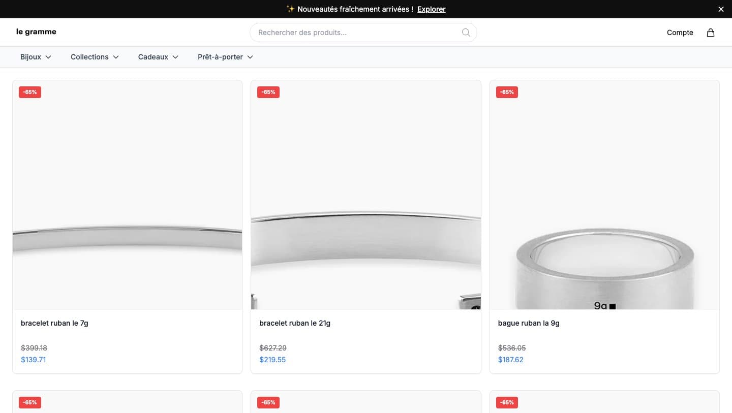 Fake Le Gramme storefront captured by Takedown