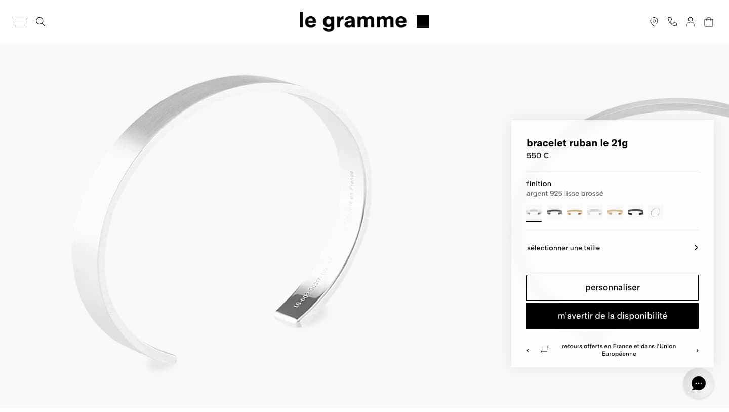 Official Le Gramme storefront captured by Takedown