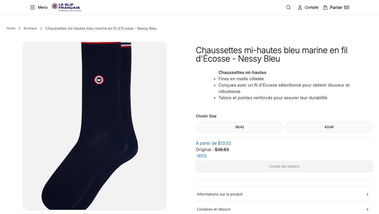 Fake Le Slip Français storefront captured by Takedown