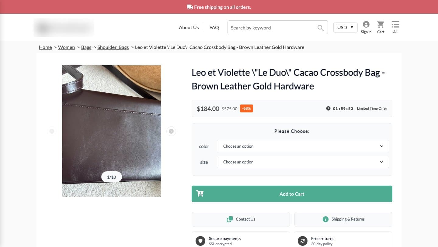 Throwaway shop selling a Leo et Violette Le Duo for $184