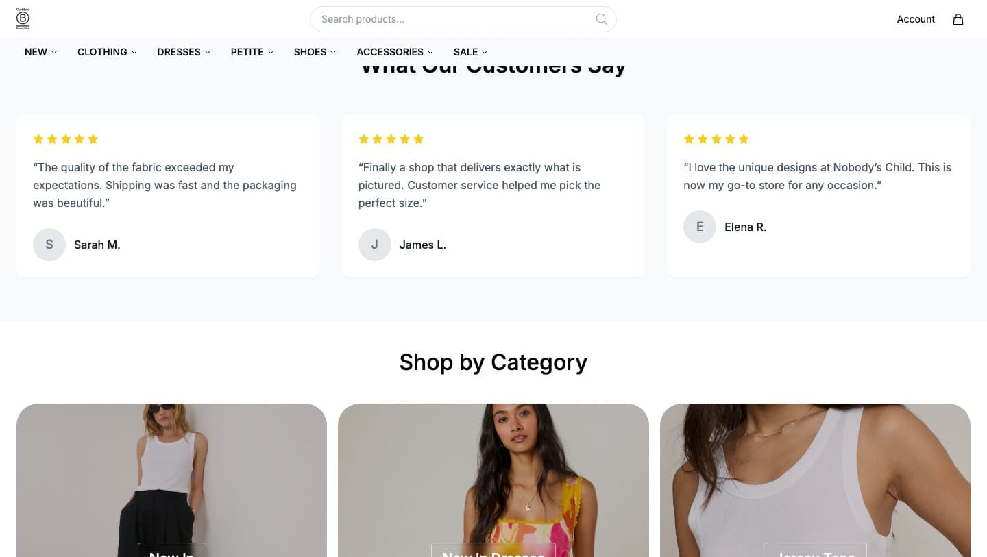 Reviews on nobodyschild.shop signed Sarah M., James L. and Elena R.