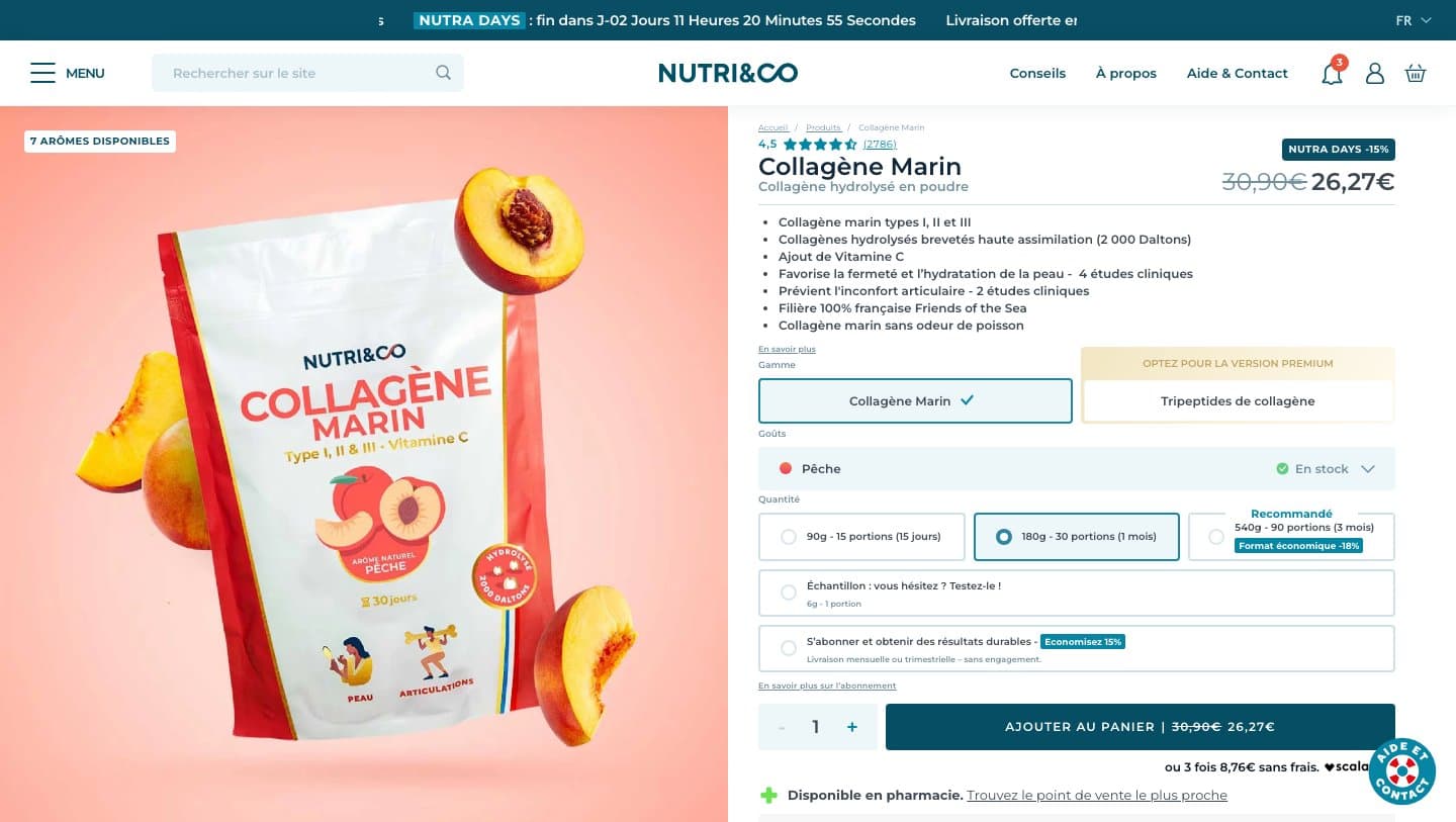 Official Nutri&Co storefront captured by Takedown
