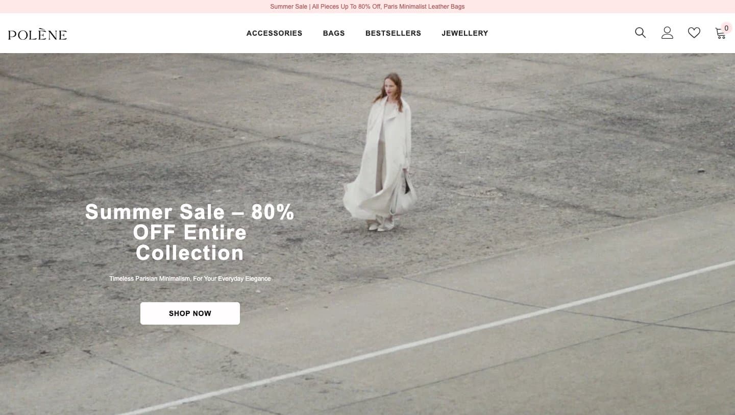 Fake Polène storefront captured by Takedown