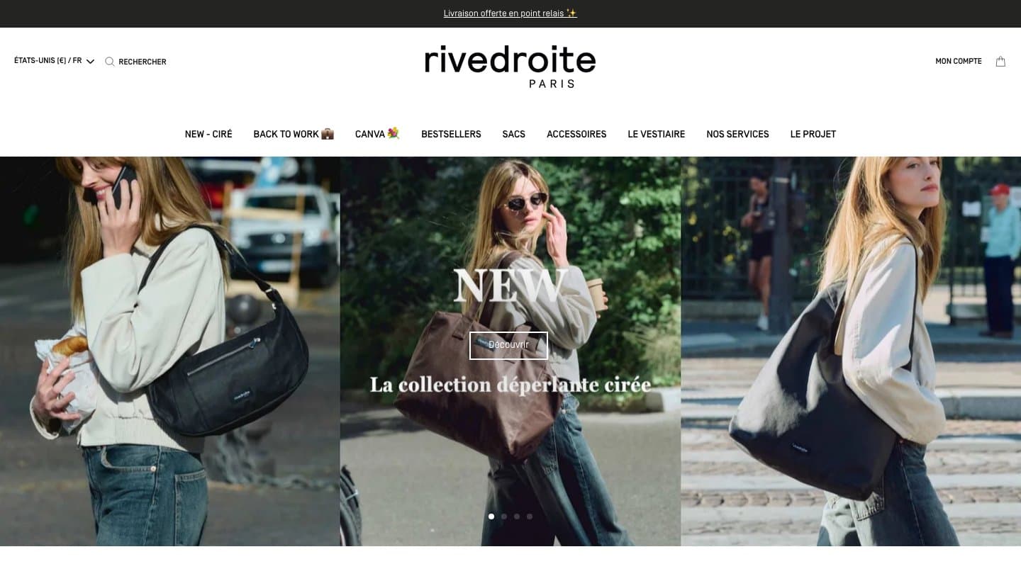 Official Rivedroite Paris storefront captured by Takedown