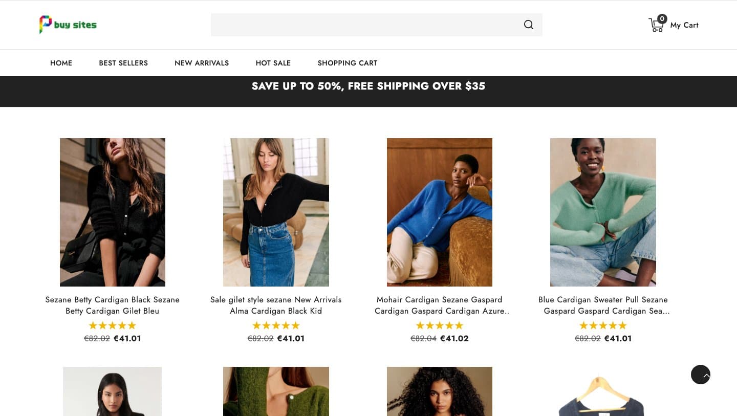 lovengazxc.click category page showing Sézane campaign photos at half price